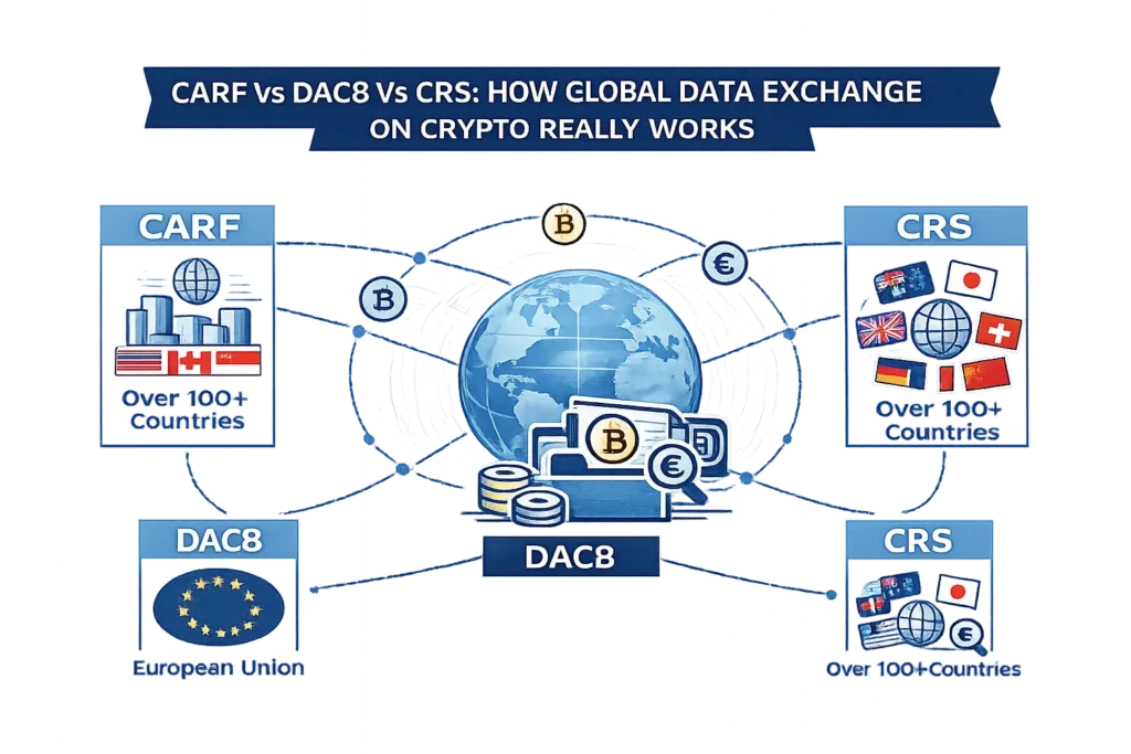 CARF vs DAC8 vs CRS: как на самом деле работает глобальный обмен данными по крипте