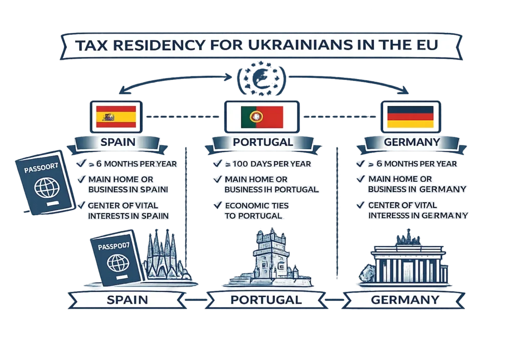 Налоговое резидентство для украинцев в ЕС сравнение Испании Португалии и Германии